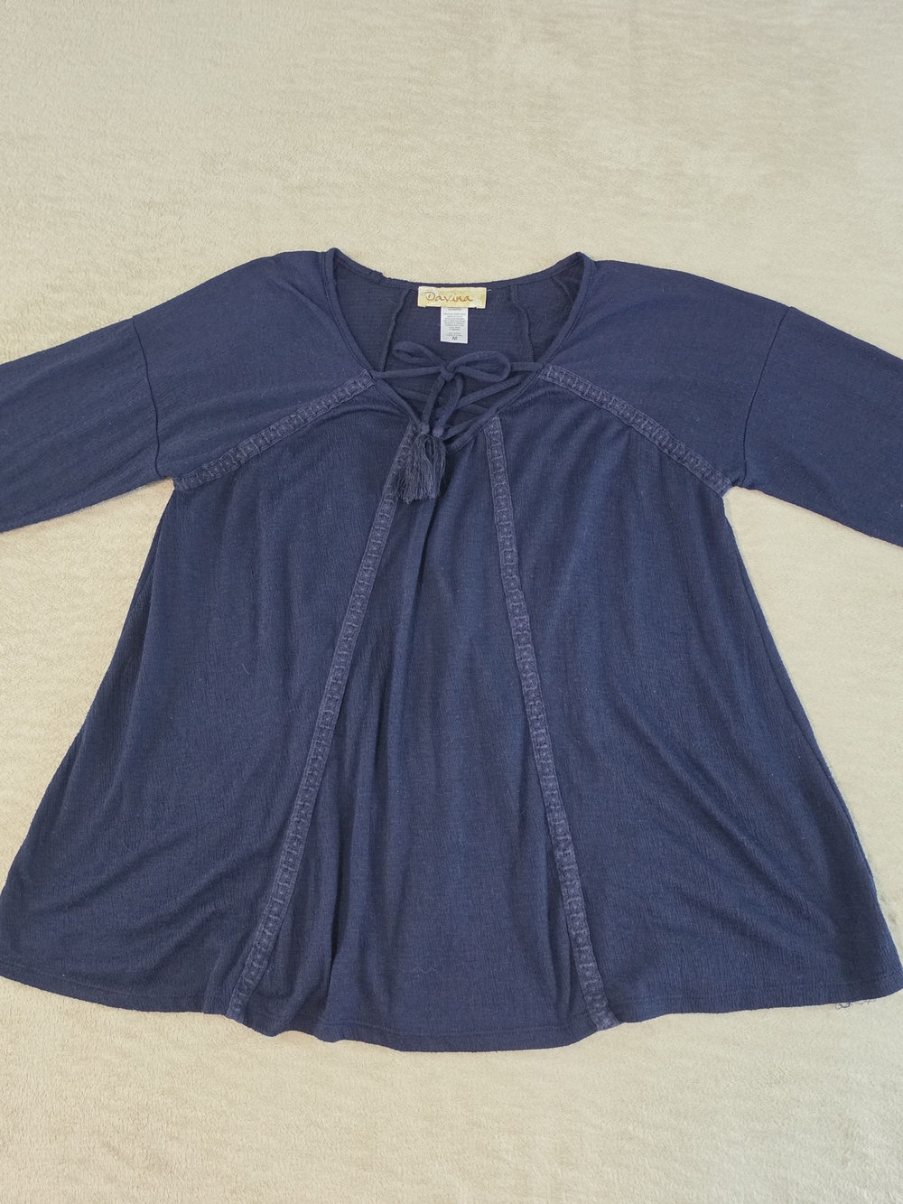 Davina Navy Tassel Tie-Front Tunic Size:M
